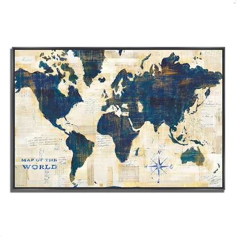"World Map Collage" by Sue Schlabach, Fine Art Giclee Print on Gallery Wrap Canvas, Ready to Hang