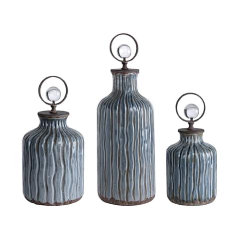 Uttermost Mathias Grey-blue Vessels (Set of 3)