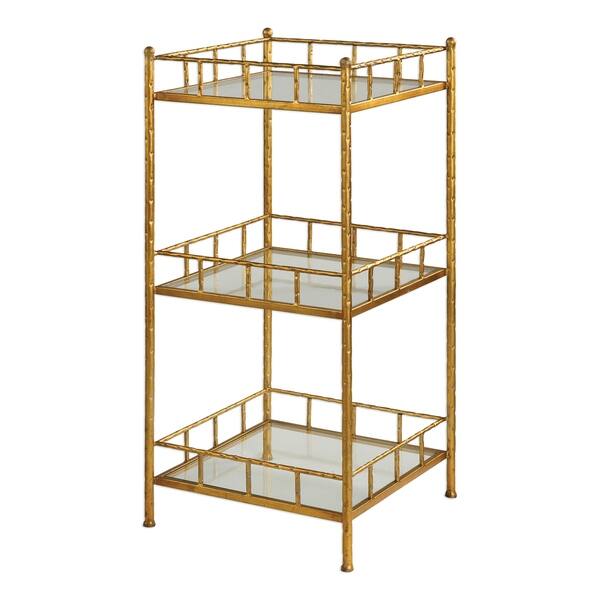 slide 2 of 4, Uttermost Tilly Bright Gold Leaf Shelf
