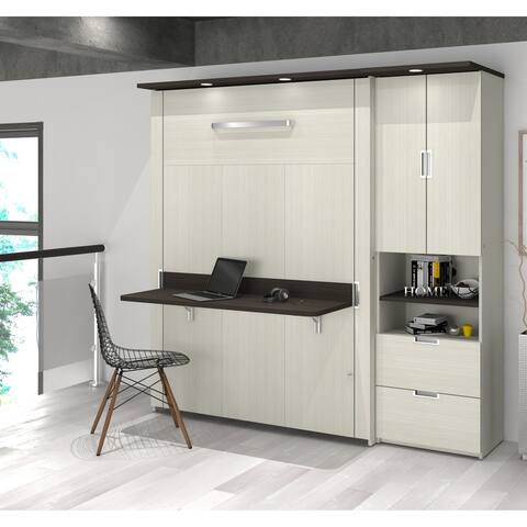Lumina Full Murphy Bed with Desk and Storage Cabinet by Bestar