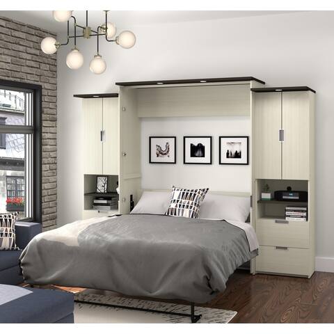 Lumina Queen Murphy Bed with Desk and 2 Storage Cabinets by Bestar