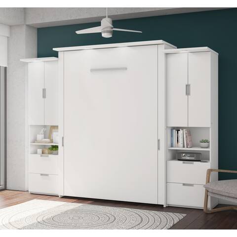 Lumina Queen Murphy Bed and 2 Storage Cabinets by Bestar