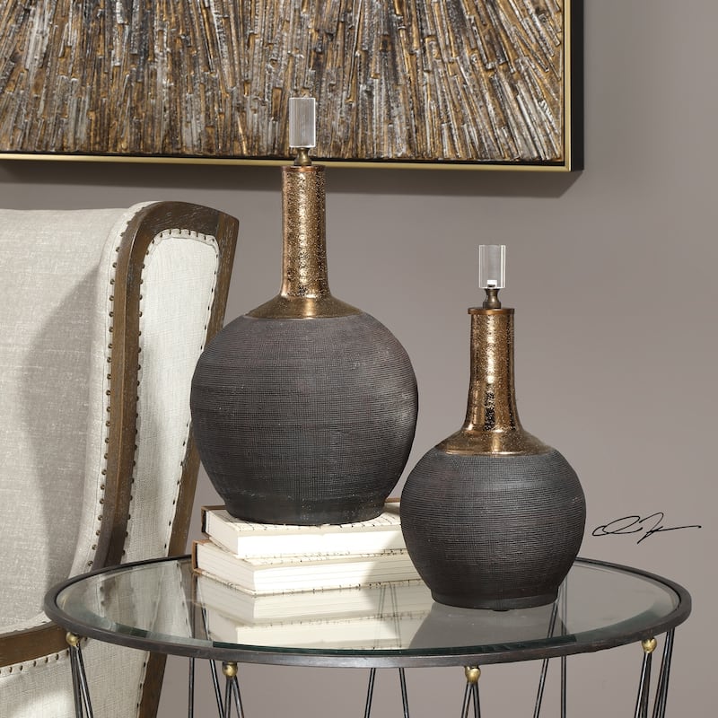 Uttermost Arnav Matte Black Bottles (Set of 2)