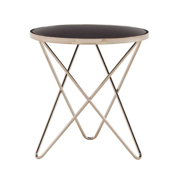 Shop Gabe Champagne Gold Finish Hairpin Leg End Table With Black