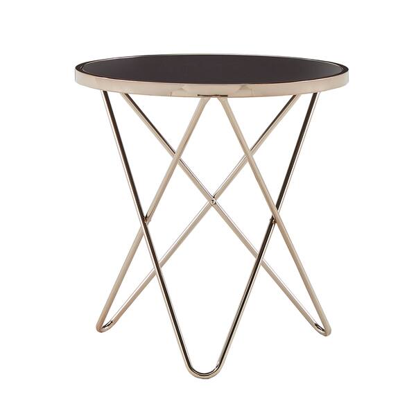 Shop Gabe Champagne Gold Finish Hairpin Leg End Table With Black