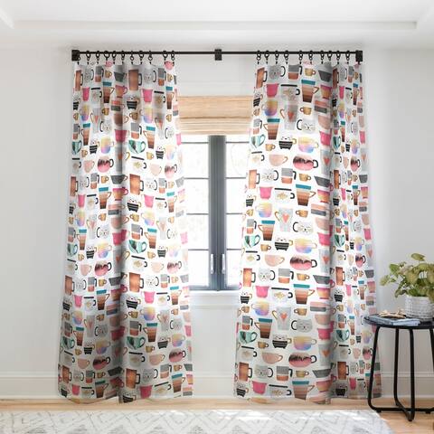 Elisabeth Fredriksson Coffee Cup Collection Single Panel Sheer Curtain - 50 X 84