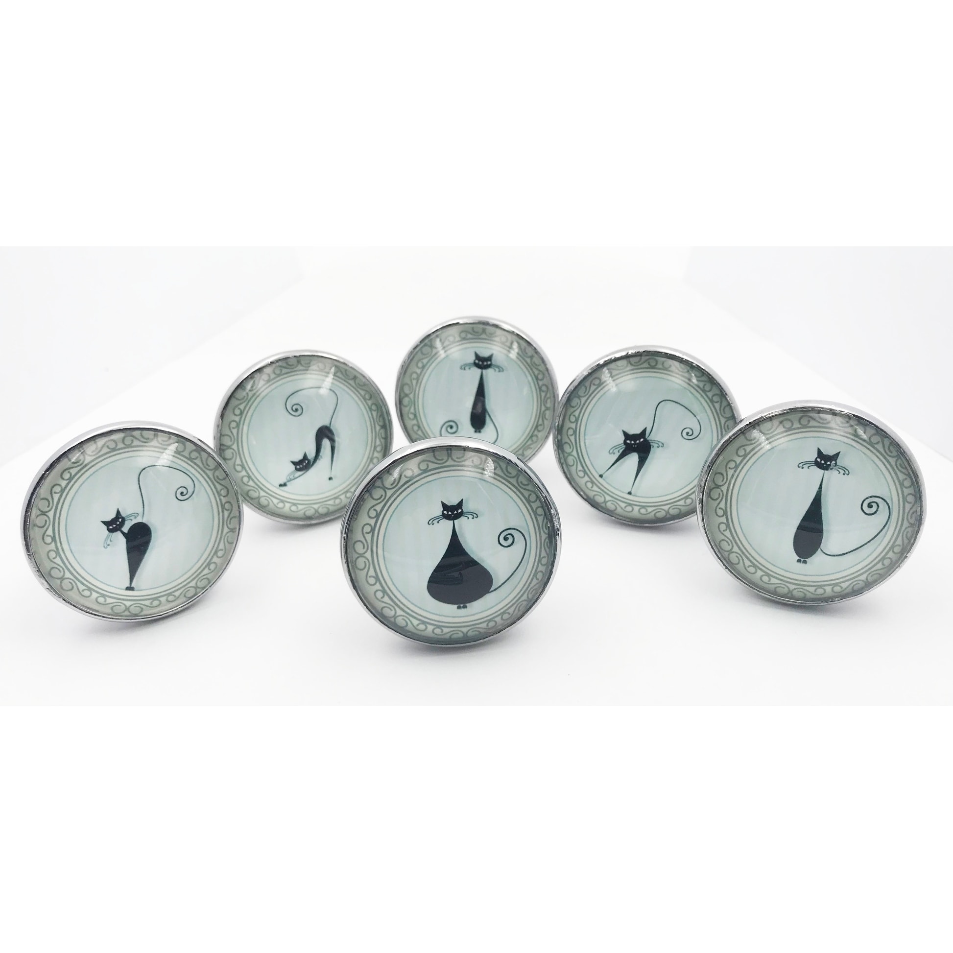 Cat Pattern Domed Glass Cabochon Pulls Knobs Pull for Cabinets Vintage Bronze Golden Silver Black  Finishes Available,HD-0109