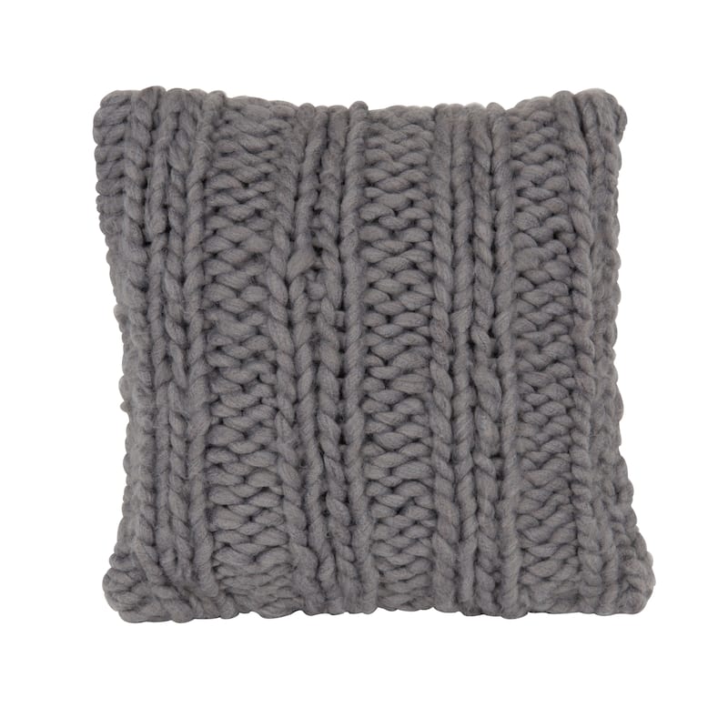 Chunky Knit Pillow Cover - Grey