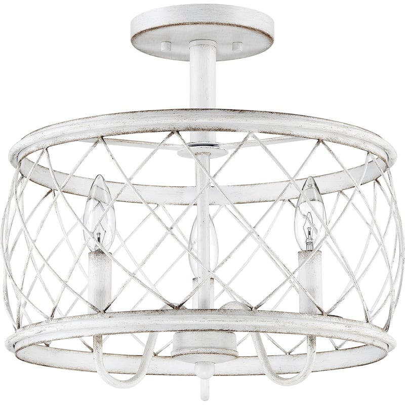 Dury Antique White 3-light Semi-Flush Mount
