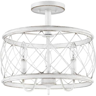 Dury Antique White 3-light Semi-Flush Mount