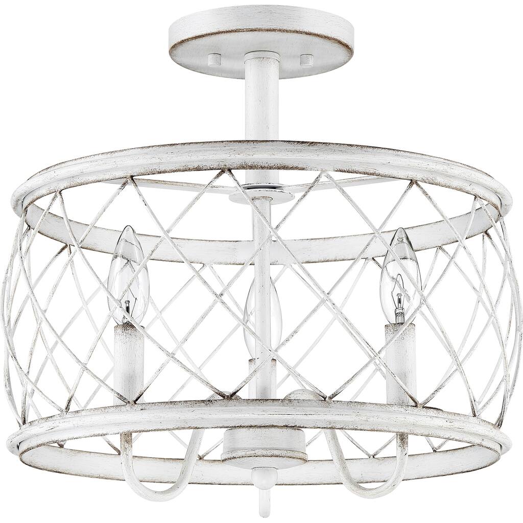 Dury Antique White 3-light Semi-Flush Mount