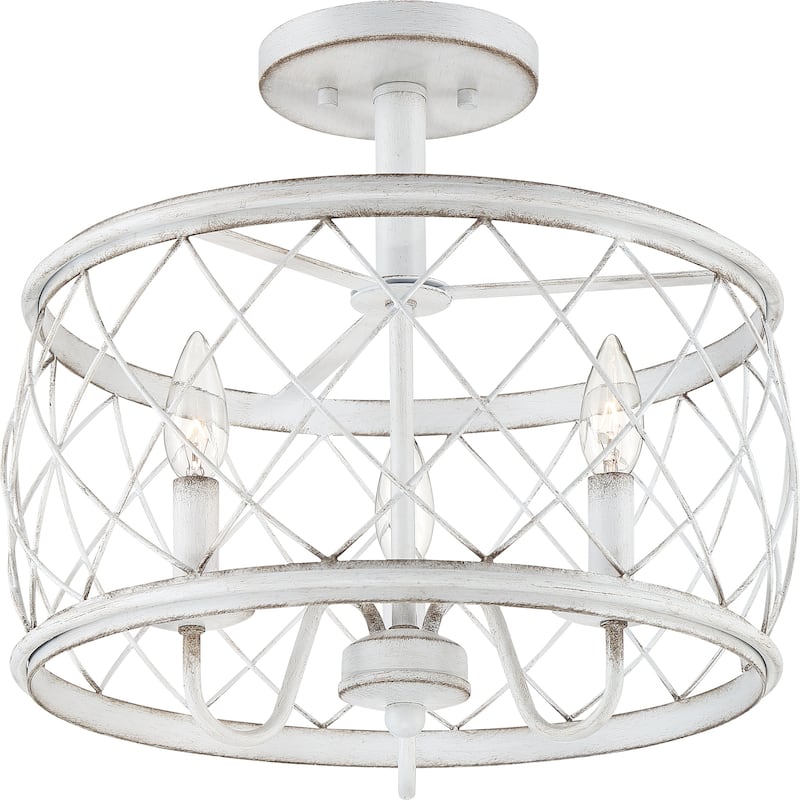 Dury Antique White 3-light Semi-Flush Mount