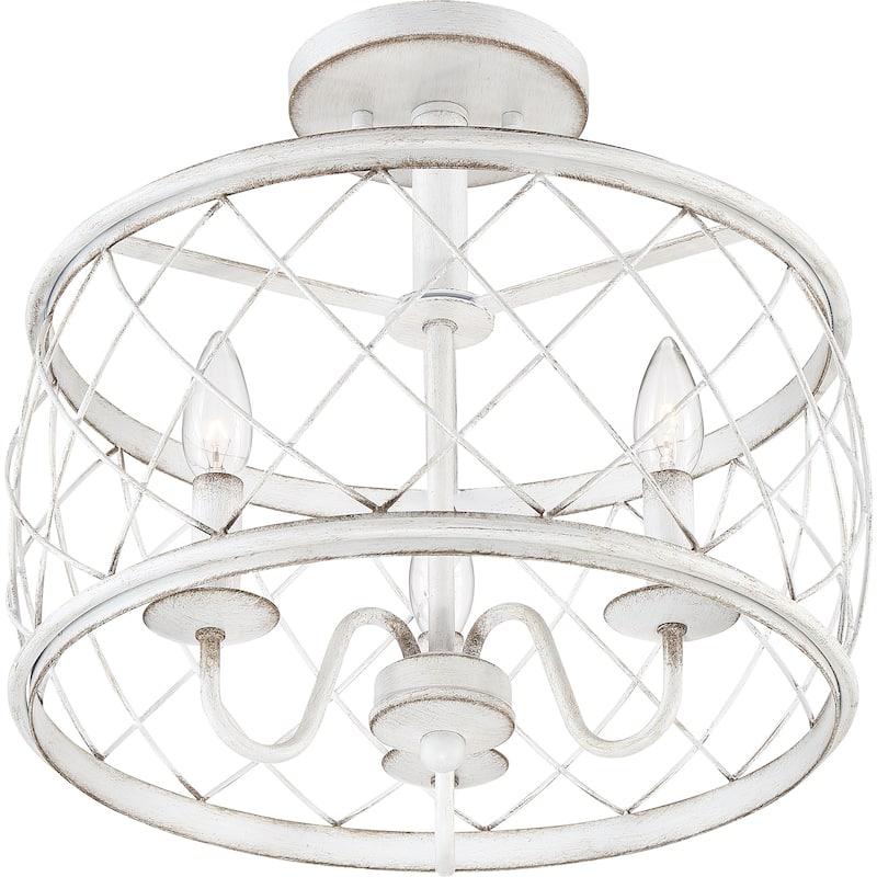 Dury Antique White 3-light Semi-Flush Mount
