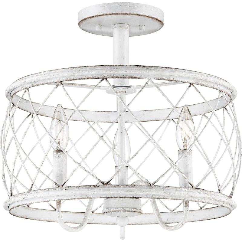 Dury Antique White 3-light Semi-Flush Mount
