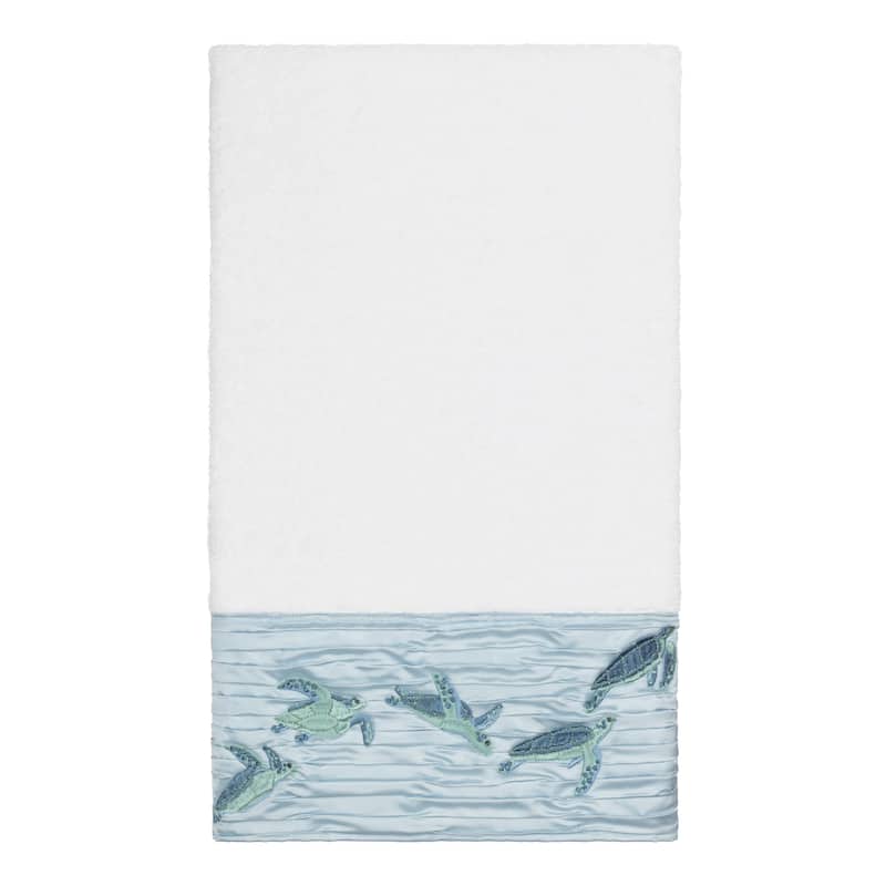 Authentic Hotel and Spa Turkish Cotton Turtles Embroidered White 3-piece Towel Set