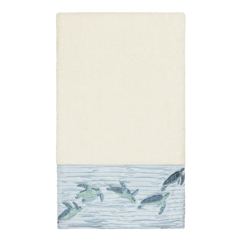 Authentic Hotel and Spa Turkish Cotton Turtles Embroidered Cream 3-piece Towel Set