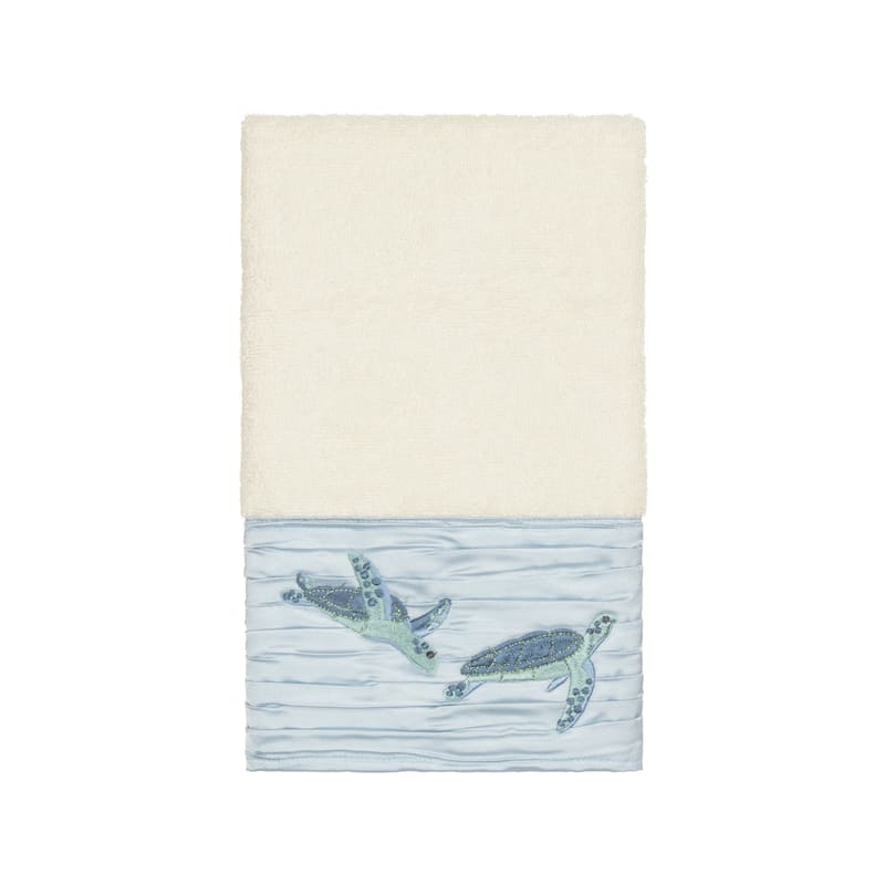 Authentic Hotel and Spa Turkish Cotton Turtles Embroidered Cream Hand Towel