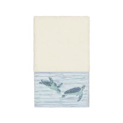 Authentic Hotel and Spa Turkish Cotton Turtles Embroidered Cream Hand Towel