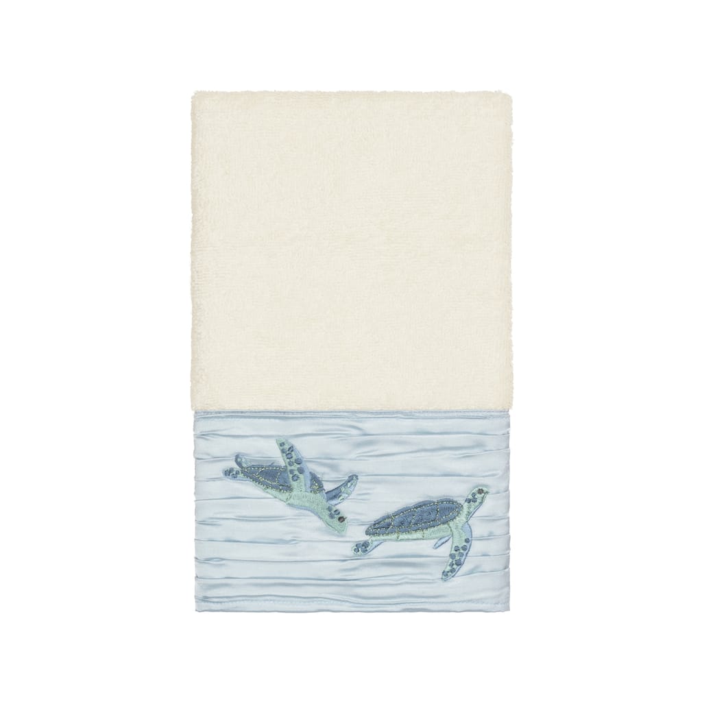 Authentic Hotel and Spa Turkish Cotton Turtles Embroidered Cream Hand Towel