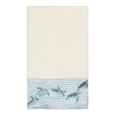 Authentic Hotel and Spa Turkish Cotton Turtles Embroidered Cream Bath Towel