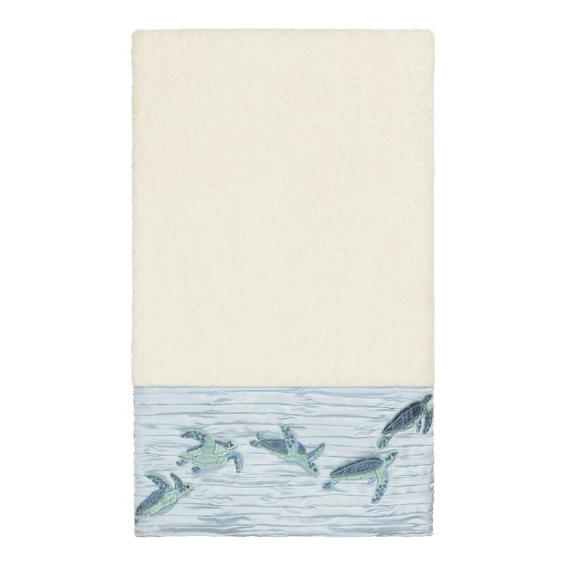 Authentic Hotel and Spa Turkish Cotton Turtles Embroidered Cream 4-piece Towel Set