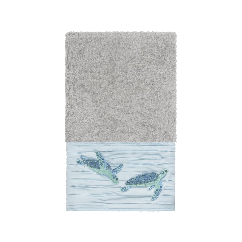 Authentic Hotel and Spa Turkish Cotton Turtles Embroidered Light Grey 3-piece Towel Set
