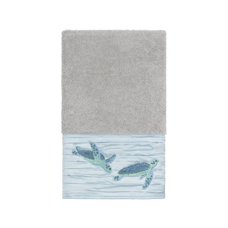 Authentic Hotel and Spa Turkish Cotton Turtles Embroidered Light Grey 3-piece Towel Set