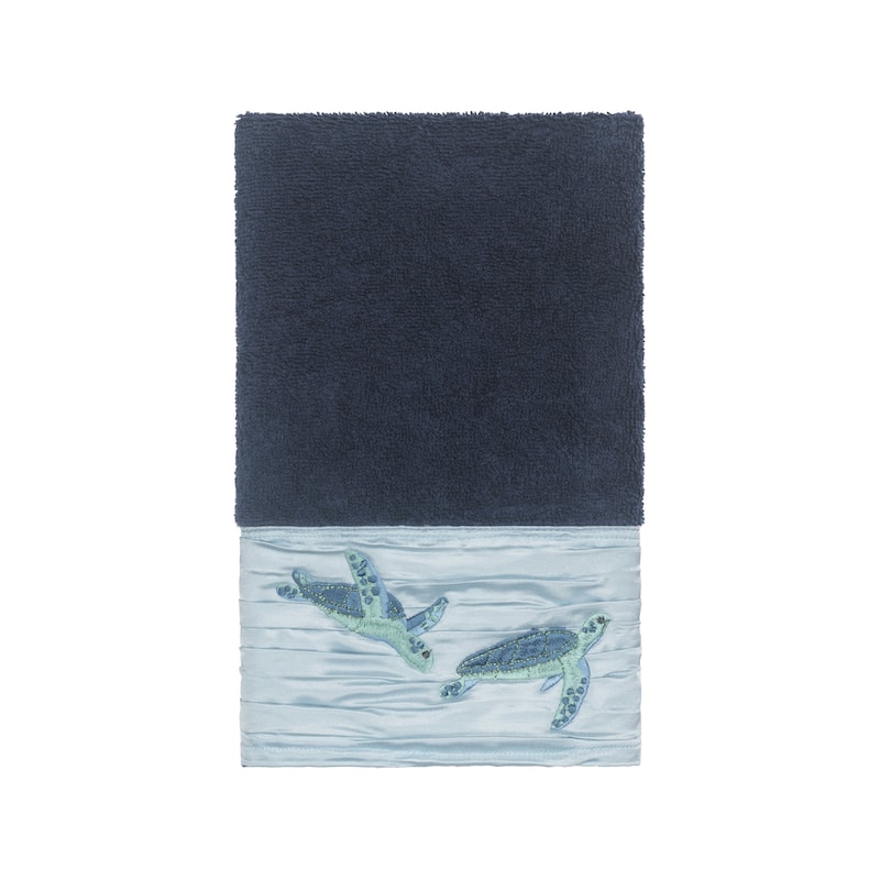 Authentic Hotel and Spa Turkish Cotton Turtles Embroidered Midnight Blue 3-piece Towel Set