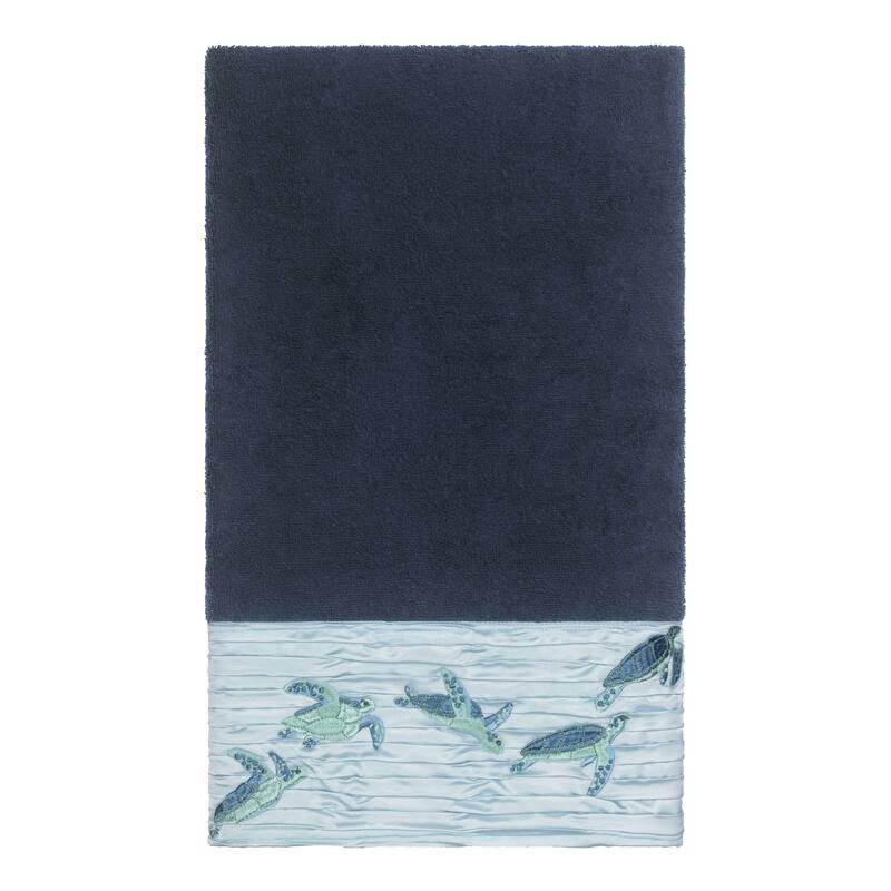 Authentic Hotel and Spa Turkish Cotton Turtles Embroidered Midnight Blue 3-piece Towel Set