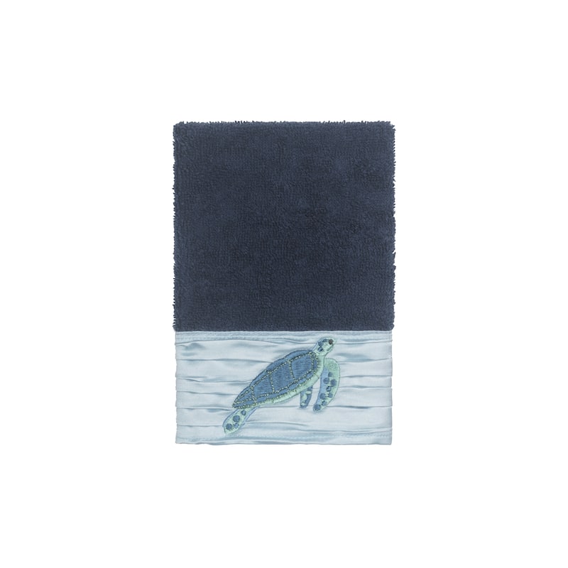 Authentic Hotel and Spa Turkish Cotton Turtles Embroidered Midnight Blue 3-piece Towel Set