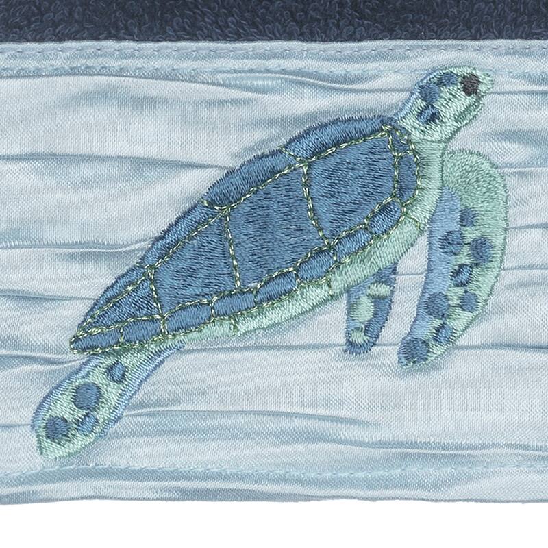 Authentic Hotel and Spa Turkish Cotton Turtles Embroidered Midnight Blue 3-piece Towel Set