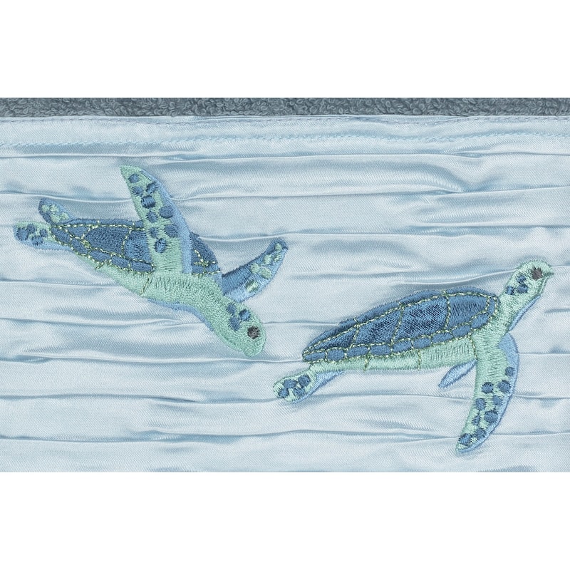 Authentic Hotel and Spa Turkish Cotton Turtles Embroidered Teal Blue 3-piece Towel Set