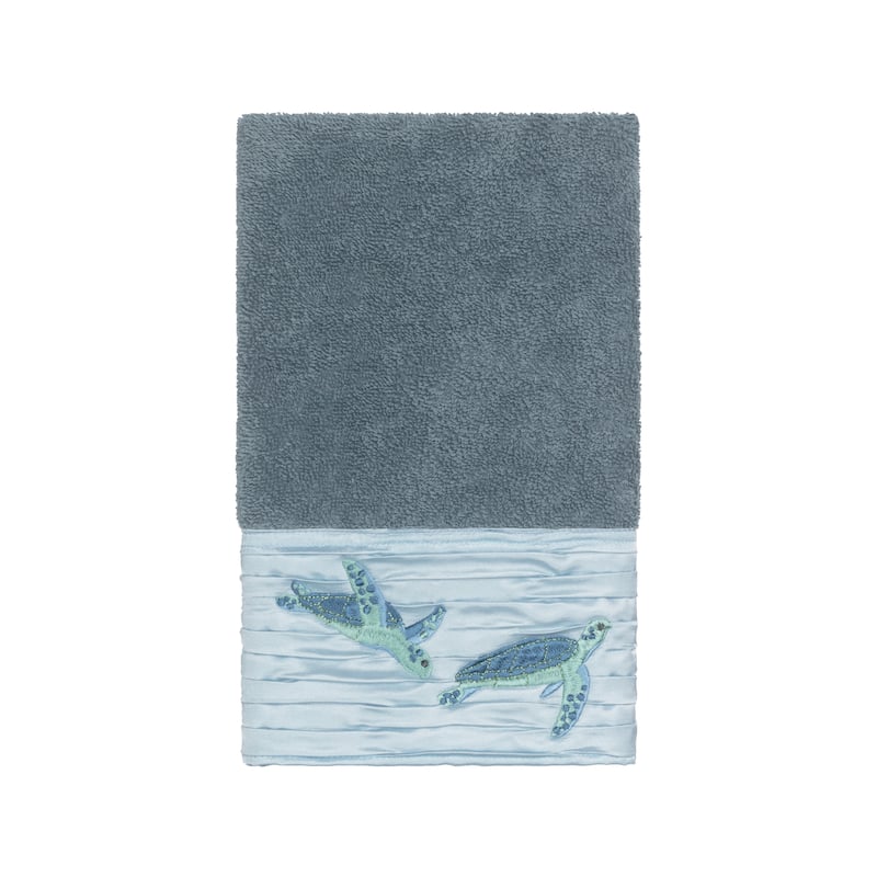 Authentic Hotel and Spa Turkish Cotton Turtles Embroidered Teal Blue 8-piece Towel Set