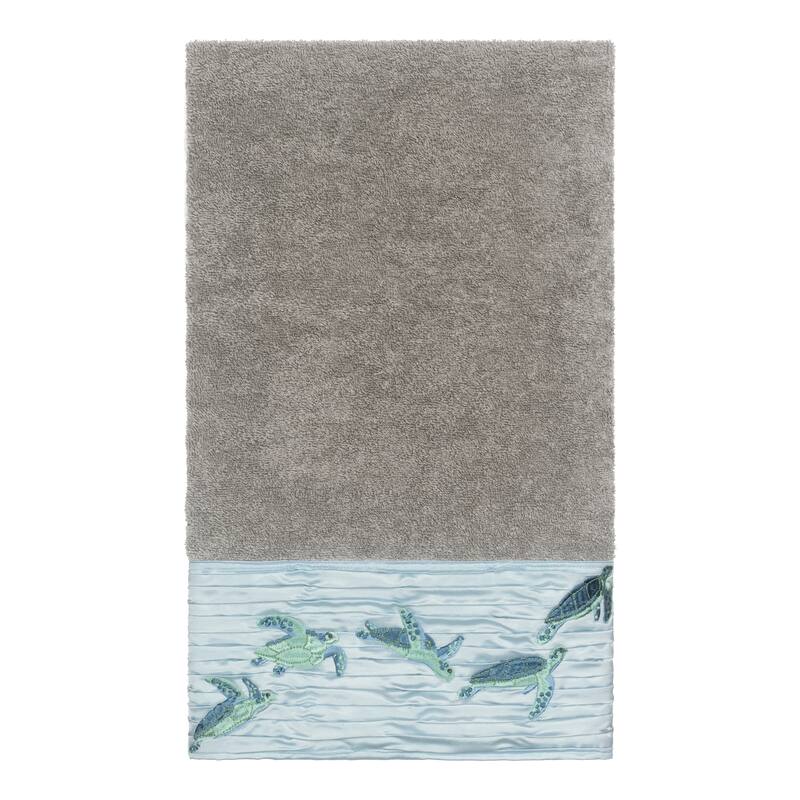 Authentic Hotel and Spa Turkish Cotton Turtles Embroidered Dark Grey 3-piece Towel Set