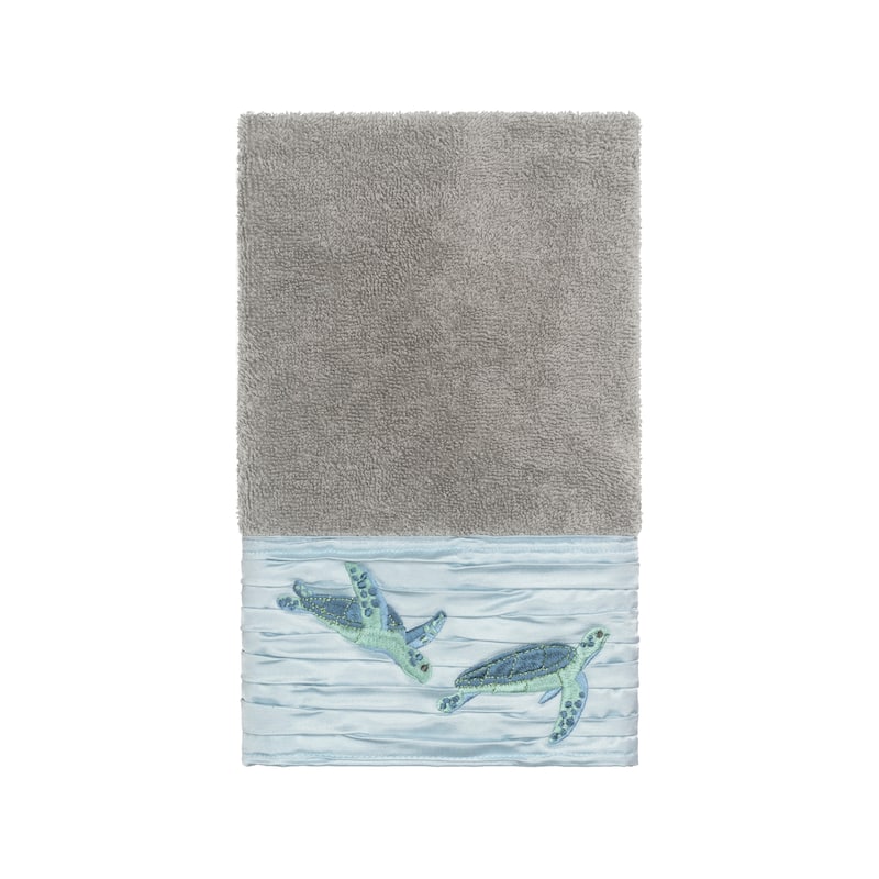 Authentic Hotel and Spa Turkish Cotton Turtles Embroidered Dark Grey 3-piece Towel Set