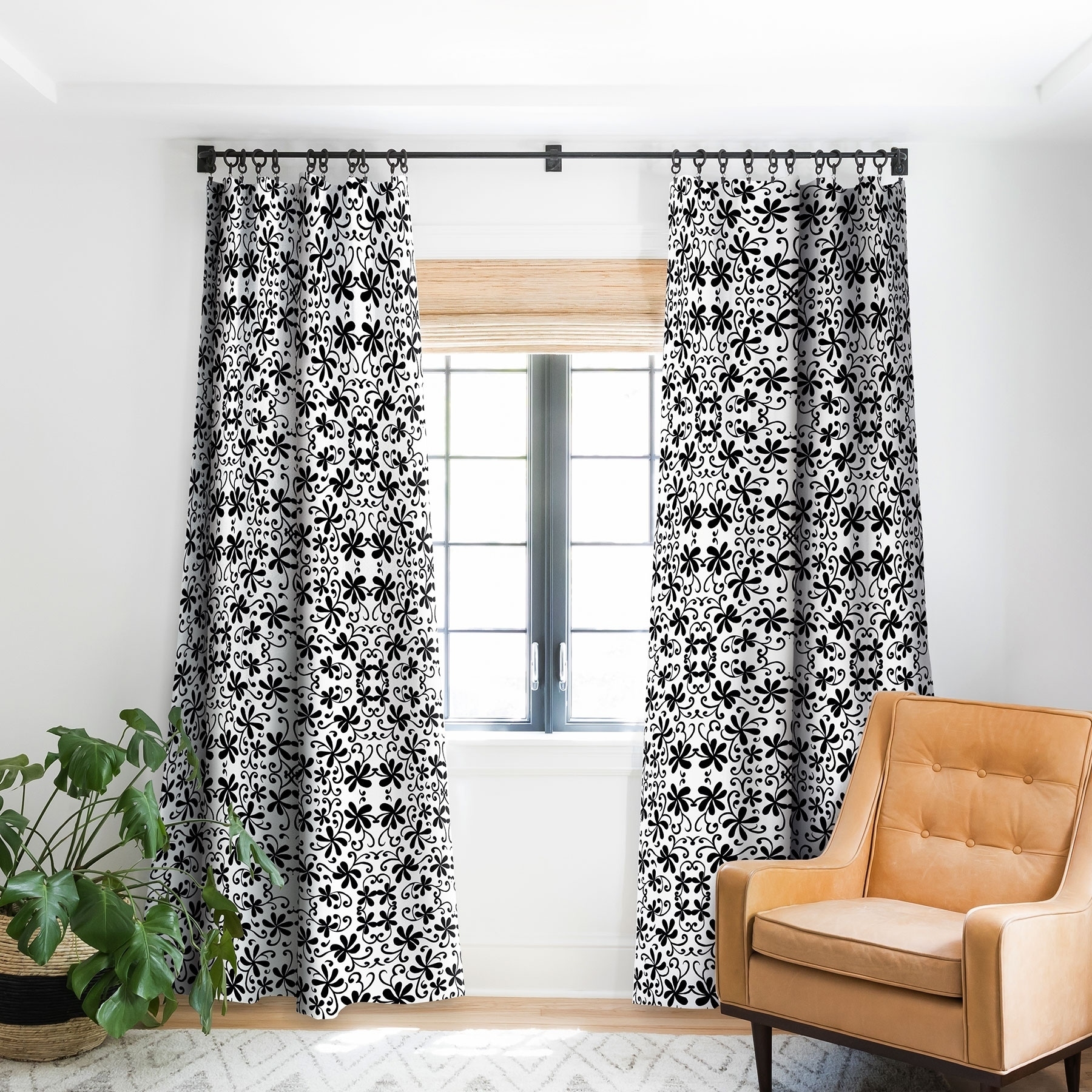 Rosie Brown Black On White Blackout Curtain Panel On Sale Overstock 22046477