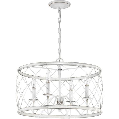Dury Antique White 4-light Steel Pendant - Antique White