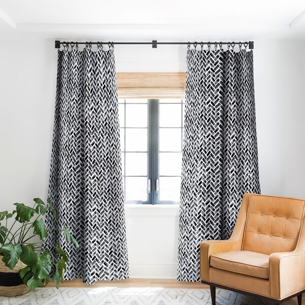 Triangle Little Arrow Designs Grey Geometric 50" Wide Curtain Panel by Roostery 