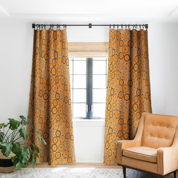 Sharon Turner Bike Wheels Amber Blackout Curtain Panel. Opens flyout.