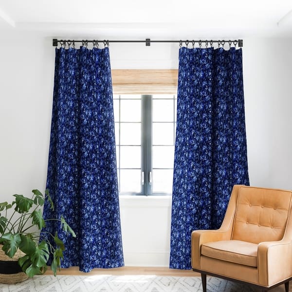 Shop Schatzi Brown Lovely Floral Dark Blue Blackout Curtain Panel