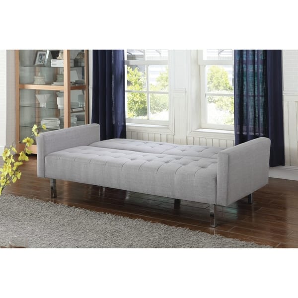Transitional Light Grey Tufted Sofa Bed 79 50 X 34 75 Transitional Light Grey Tufted
