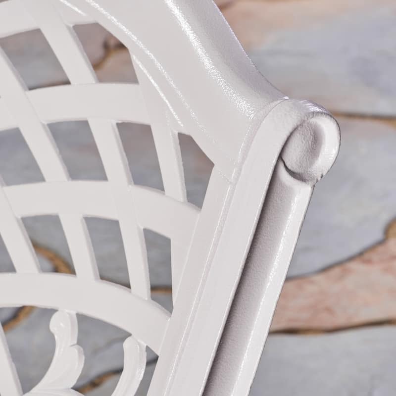Phoenix Outdoor White Cast Aluminum Arm Chair (Set of 2) by Christopher Knight Home