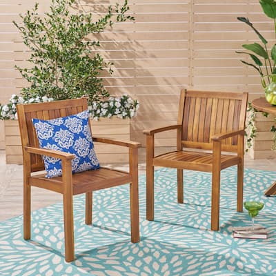 Wilson Outdoor Acacia Wood Dining Chairs (Set of 2) by Christopher Knight Home