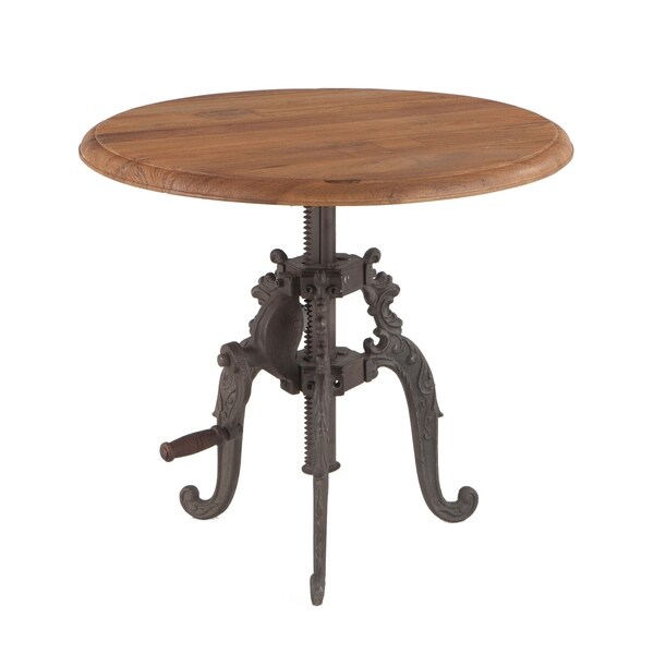 World Interiors Reclaimed Weathered Grey Teak Adjustable Round Side Table