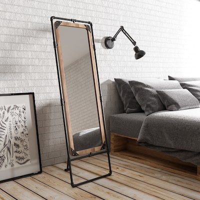 Zill Industrial Black Metal Free-standing Mirror by Furniture of America