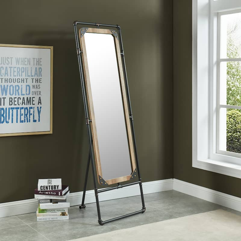Zill Industrial Black Metal Free-standing Mirror by Furniture of America