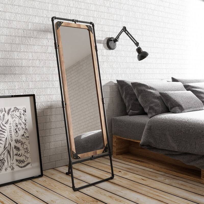 Zill Industrial Black Metal Free-standing Mirror by Furniture of America