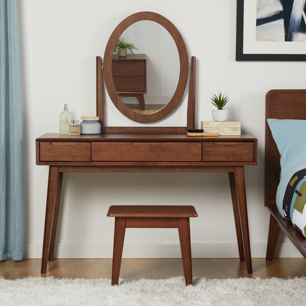 Shop Carson Carrington Bernadette Vanity & Mirror with Stool Free