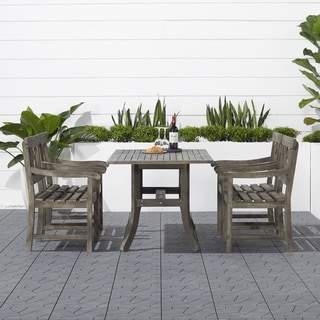 Surfside Rectangular Table and Armchair 5-piece Outdoor Hand-scraped Hardwood Dining Set by Havenside Home