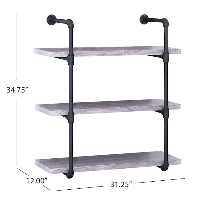 Staci Industrial 3-tier Floating Shelf by Christopher Knight Home - 31.25" W x 12.00" D x 34.75" H